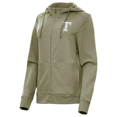 Texas Rangers Antigua Women's Seeker Full-Zip Hoodie Jacket - Olive