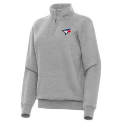 Toronto Blue Jays Antigua Women's Victory Quarter-Zip Sweatshirt - Heather Gray
