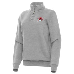 Cincinnati Reds Antigua Women's Victory Quarter-Zip Sweatshirt - Heather Gray