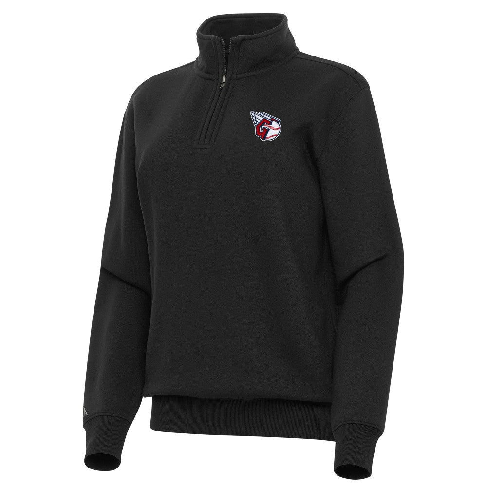 Cleveland Guardians Antigua Women's Victory Quarter-Zip Sweatshirt - Black