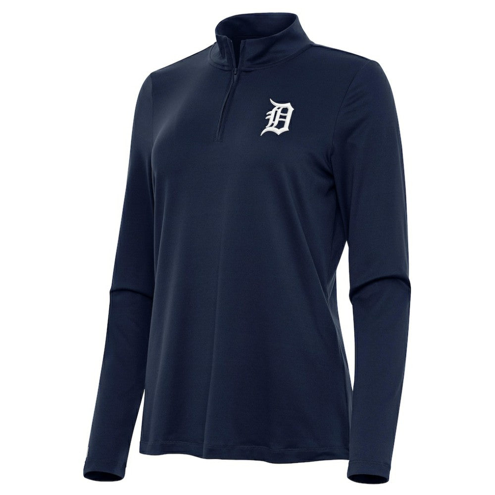 Detroit Tigers Antigua Women's Reprocess Quarter-Zip Top - Navy