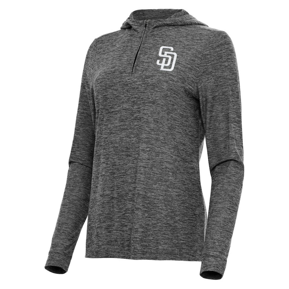 San Diego Padres Antigua Women's Daybreak Quarter-Zip Hoodie - Heather Black