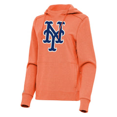 New York Mets Antigua Women's Justice Pullover Hoodie - Heather Orange