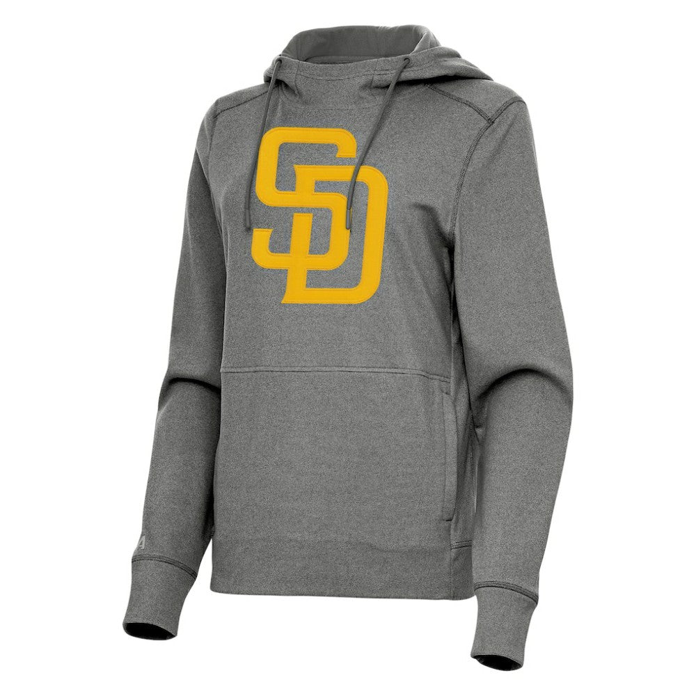 San Diego Padres Antigua Women's Justice Pullover Hoodie - Heather Black