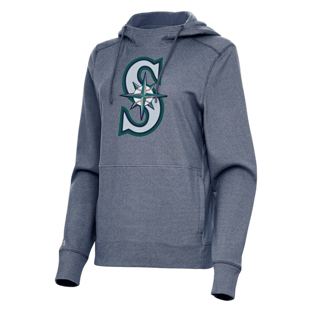 Seattle Mariners Antigua Women's Justice Pullover Hoodie - Heather Navy