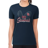 St. Louis Cardinals G-III 4Her by Carl Banks Women's Super-Slim Fit Lightweight Leopard Heart T-Shirt - Navy