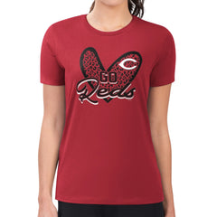 Cincinnati Reds G-III 4Her by Carl Banks Women's Super-Slim Fit Lightweight Leopard Heart T-Shirt - Red
