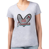 Arizona Diamondbacks G-III 4Her by Carl Banks Women's Super-Slim Fit Lightweight Leopard Heart V-Neck T-Shirt - Heather Gray