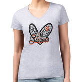 San Francisco Giants G-III 4Her by Carl Banks Women's Super-Slim Fit Lightweight Leopard Heart V-Neck T-Shirt - Heather Gray