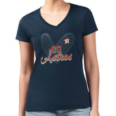 Houston Astros G-III 4Her by Carl Banks Women's Super-Slim Fit Lightweight Leopard Heart V-Neck T-Shirt - Navy