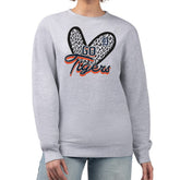 Detroit Tigers G-III 4Her by Carl Banks Women's Leopard Heart Pullover Sweatshirt - Heather Gray