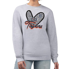 Detroit Tigers G-III 4Her by Carl Banks Women's Leopard Heart Pullover Sweatshirt - Heather Gray