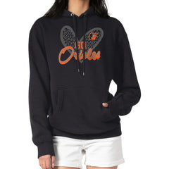Baltimore Orioles G-III 4Her by Carl Banks Women's Leopard Heart Pullover Hoodie - Black