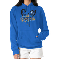 Kansas City Royals G-III 4Her by Carl Banks Women's Leopard Heart Pullover Hoodie - Royal