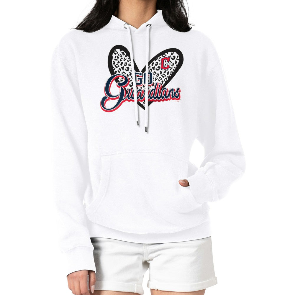Cleveland Guardians G-III 4Her by Carl Banks Women's Leopard Heart Pullover Hoodie - White