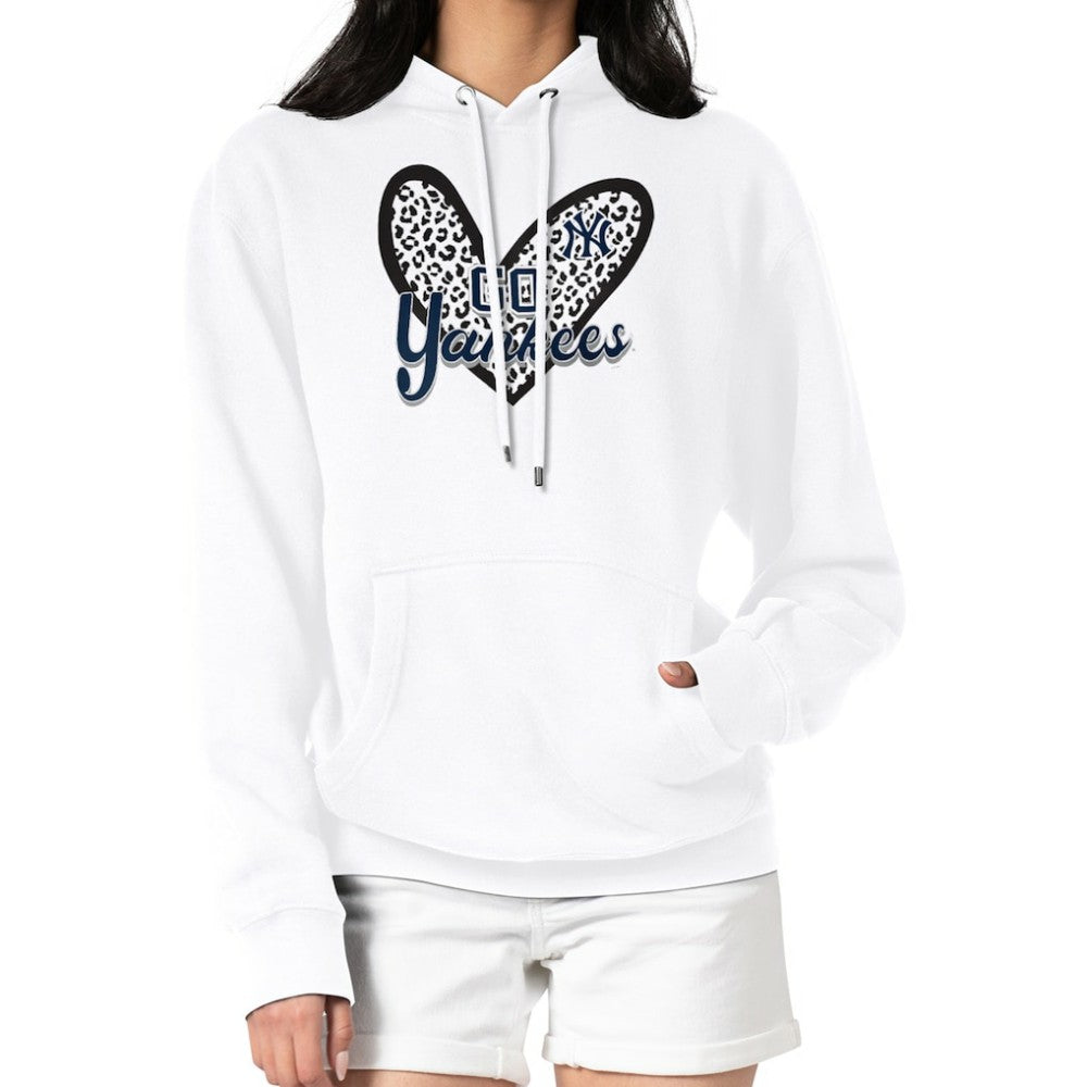 New York Yankees G-III 4Her by Carl Banks Women's Leopard Heart Pullover Hoodie - White