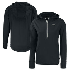 Denver Broncos Cutter & Buck Women's Daybreak Eco Recycled Half-Zip Hoodie - Black discount