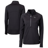 Denver Broncos Cutter & Buck Women's Adapt Eco Knit Stretch Recycled Raglan Half-Zip Top - Black cheap