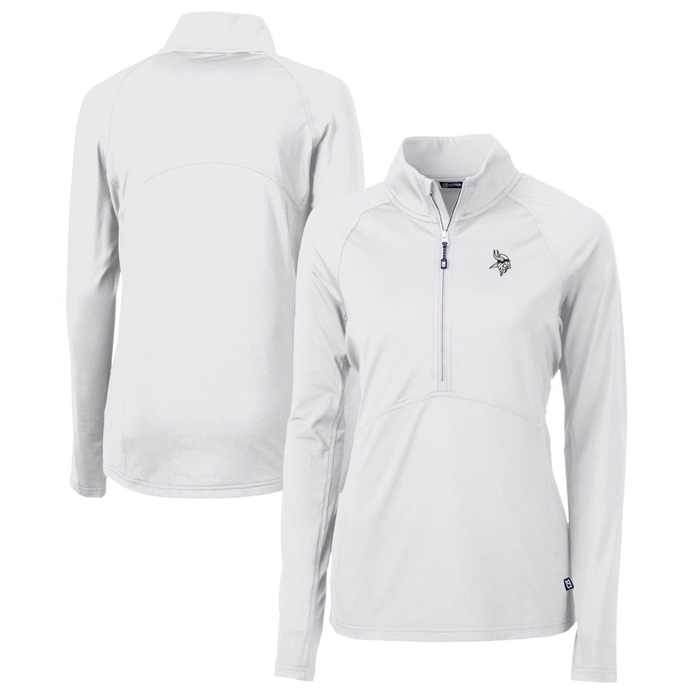 Minnesota Vikings Cutter & Buck Women's Adapt Eco Knit Stretch Recycled Half-Zip Pullover Top - White on sale