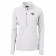 Jacksonville Jaguars Cutter & Buck Women's Adapt Eco Knit Stretch Recycled Raglan Half-Zip Top - White outlet