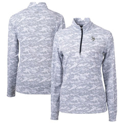 Minnesota Vikings Cutter & Buck Women's Traverse Camo Print Stretch Tri-Blend Quarter-Zip Top - Gray cheap
