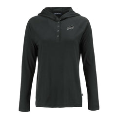 Buffalo Bills Cutter & Buck Women's Coastline Epic Comfort Eco Recycled Long Sleeve Hoodie T-Shirt - Black for sale