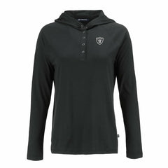 Las Vegas Raiders Cutter & Buck Women's Coastline Epic Comfort Eco Recycled Long Sleeve Hoodie T-Shirt - Black on sale
