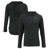 Los Angeles Chargers Cutter & Buck Women's Coastline Epic Comfort Eco Recycled Long Sleeve Hoodie T-Shirt - Black on sale