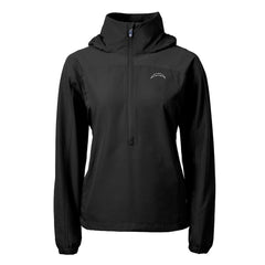Los Angeles Chargers Cutter & Buck Women's Charter Eco Recycled Half-Zip Hoodie Anorak Jacket - Black for sale