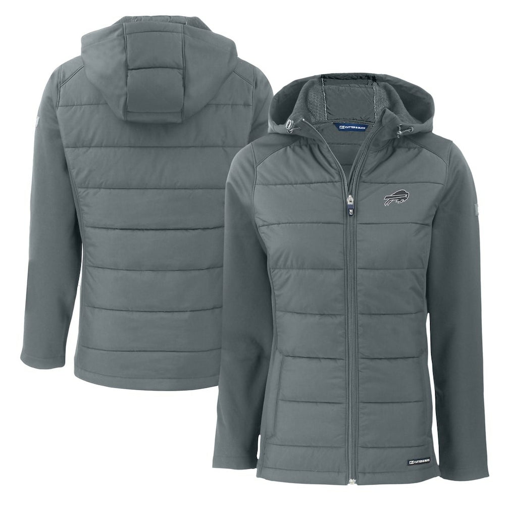 Buffalo Bills Cutter & Buck Women's Evoke Hybrid Eco Softshell Recycled Full-Zip Hoodie Jacket - Dark Gray sale