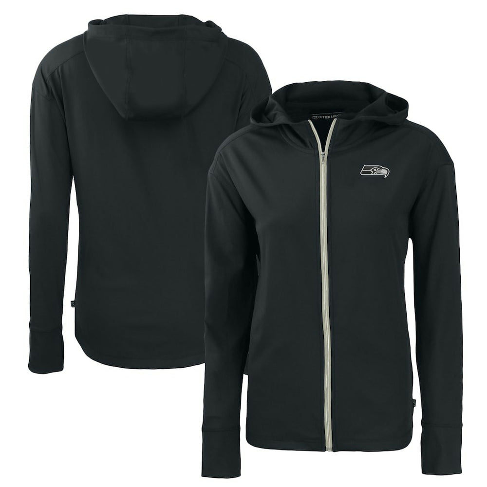 Seattle Seahawks Cutter & Buck Women's Daybreak Eco Recycled Full-Zip Hoodie - Black for sale