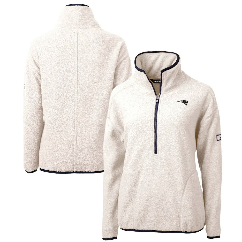 New England Patriots Cutter & Buck Women's Cascade Eco Sherpa Fleece Half-Zip Jacket - Oatmeal cheap