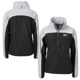 San Francisco 49ers Cutter & Buck Women's Charter Eco Recycled Half-Zip Hoodie Anorak Jacket - Black/Gray on sale