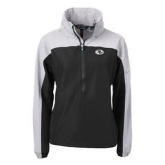 San Francisco 49ers Cutter & Buck Women's Charter Eco Recycled Half-Zip Hoodie Anorak Jacket - Black/Gray on sale