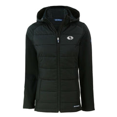 San Francisco 49ers Cutter & Buck Women's Evoke Hybrid Eco Softshell Recycled Full-Zip Hoodie Jacket - Black sale