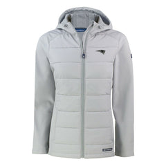 New England Patriots Cutter & Buck Women's Evoke Hybrid Eco Softshell Recycled Full-Zip Hoodie Jacket - Gray sale