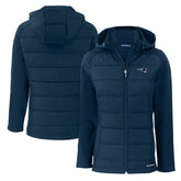 New England Patriots Cutter & Buck Women's Evoke Hybrid Eco Softshell Recycled Full-Zip Hoodie Jacket - Navy discount