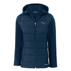 New England Patriots Cutter & Buck Women's Evoke Hybrid Eco Softshell Recycled Full-Zip Hoodie Jacket - Navy discount