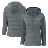 Philadelphia Eagles Cutter & Buck Women's Evoke Hybrid Eco Softshell Recycled Full-Zip Hoodie Jacket - Dark Gray on sale