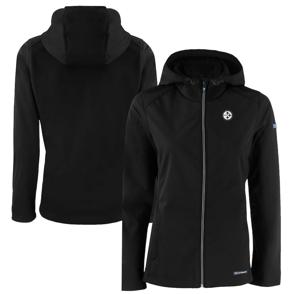 Pittsburgh Steelers Cutter & Buck Women's Evoke Eco Softshell Recycled Full-Zip Hoodie Jacket - Black sale