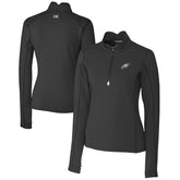 Philadelphia Eagles Cutter & Buck Women's Traverse Stretch DryTec Quarter-Zip Top - Black online
