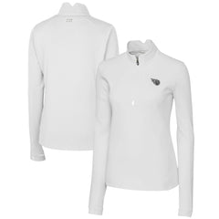 Tennessee Titans Cutter & Buck Women's Traverse Stretch DryTec Quarter-Zip Top - White sale