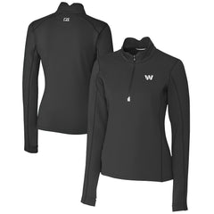 Washington Commanders Cutter & Buck Women's Traverse Stretch DryTec Quarter-Zip Top - Black cheap
