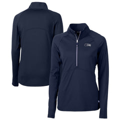 Seattle Seahawks Cutter & Buck Women's Adapt Eco Knit Stretch Recycled Raglan Half-Zip Top - College Navy outlet
