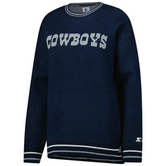 Dallas Cowboys Starter Women's Oversized On the Ball Intarsia Knit Pullover Sweater - Navy sale