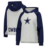 Dallas Cowboys DKNY Sport Women's Joy Cropped Raglan Pullover Hoodie - Gray/Navy online