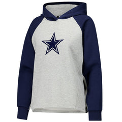 Dallas Cowboys DKNY Sport Women's Joy Cropped Raglan Pullover Hoodie - Gray/Navy online