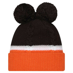 Cincinnati Bengals New Era Women's Double Bubble Cuffed Knit Hat with Poms - Black discount