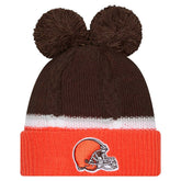 Cleveland Browns New Era Women's Double Bubble Cuffed Knit Hat with Poms - Brown outlet