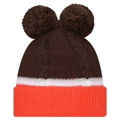 Cleveland Browns New Era Women's Double Bubble Cuffed Knit Hat with Poms - Brown outlet